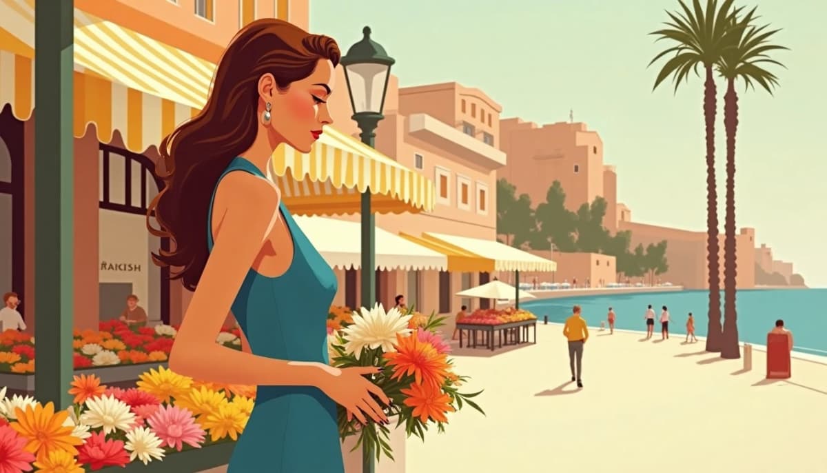 Couple franco-russe sur la Promenade des Anglais à Nice — agence matrimoniale russe Côte d’Azur