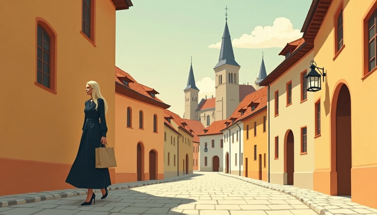 Couple franco-estonien devant la vieille ville médiévale de Tallinn — femme estonienne