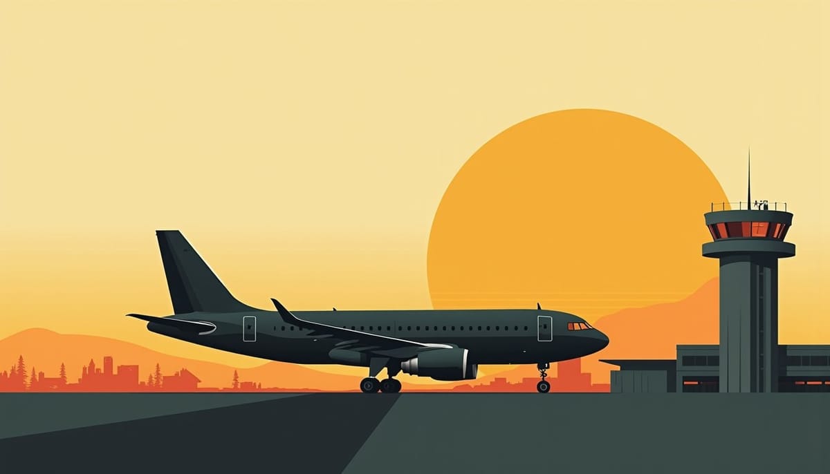 Avions à l'aéroport au coucher du soleil
