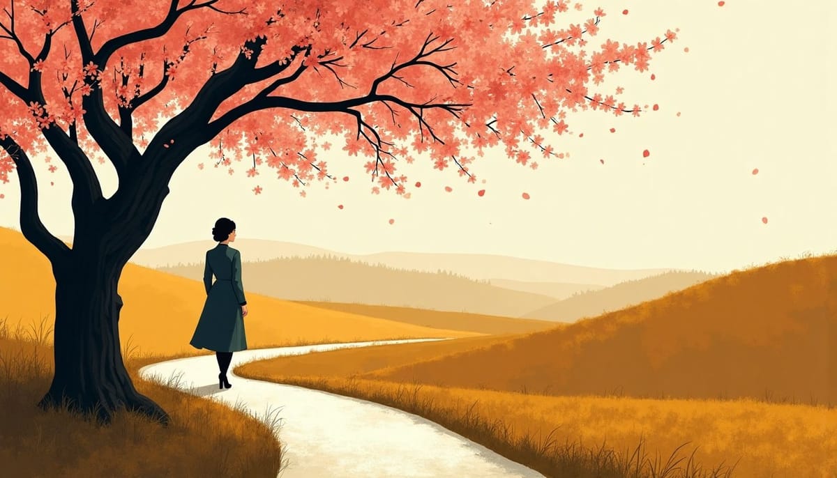 Cherry blossom over a path