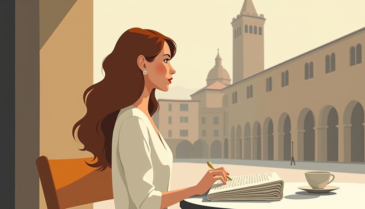 Femme slave dans un café élégant