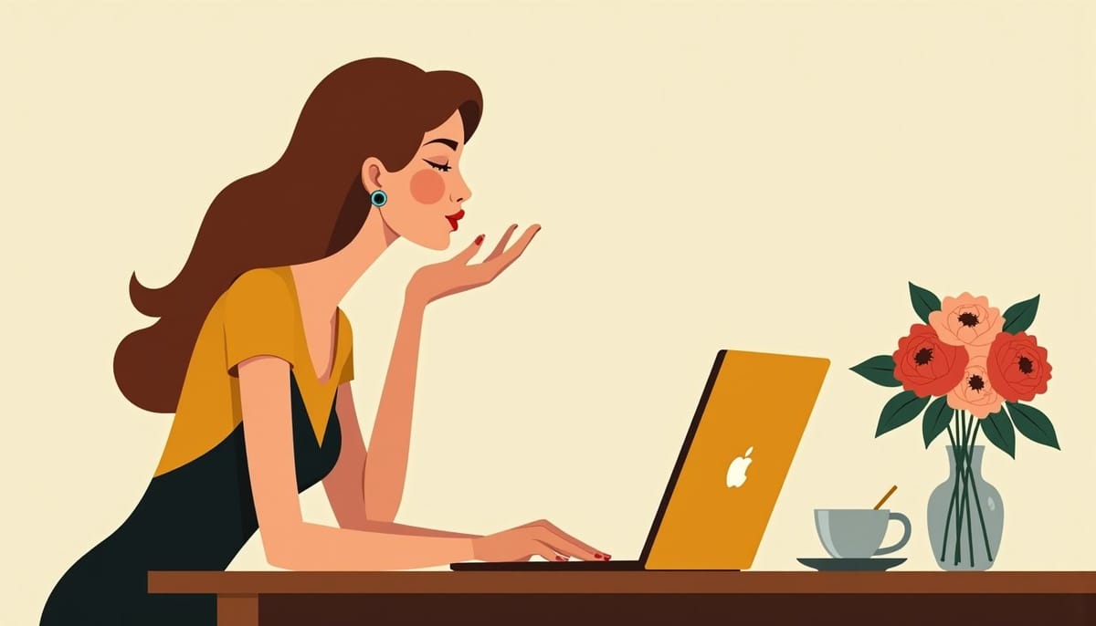Femme slave en appel vidéo affectueux