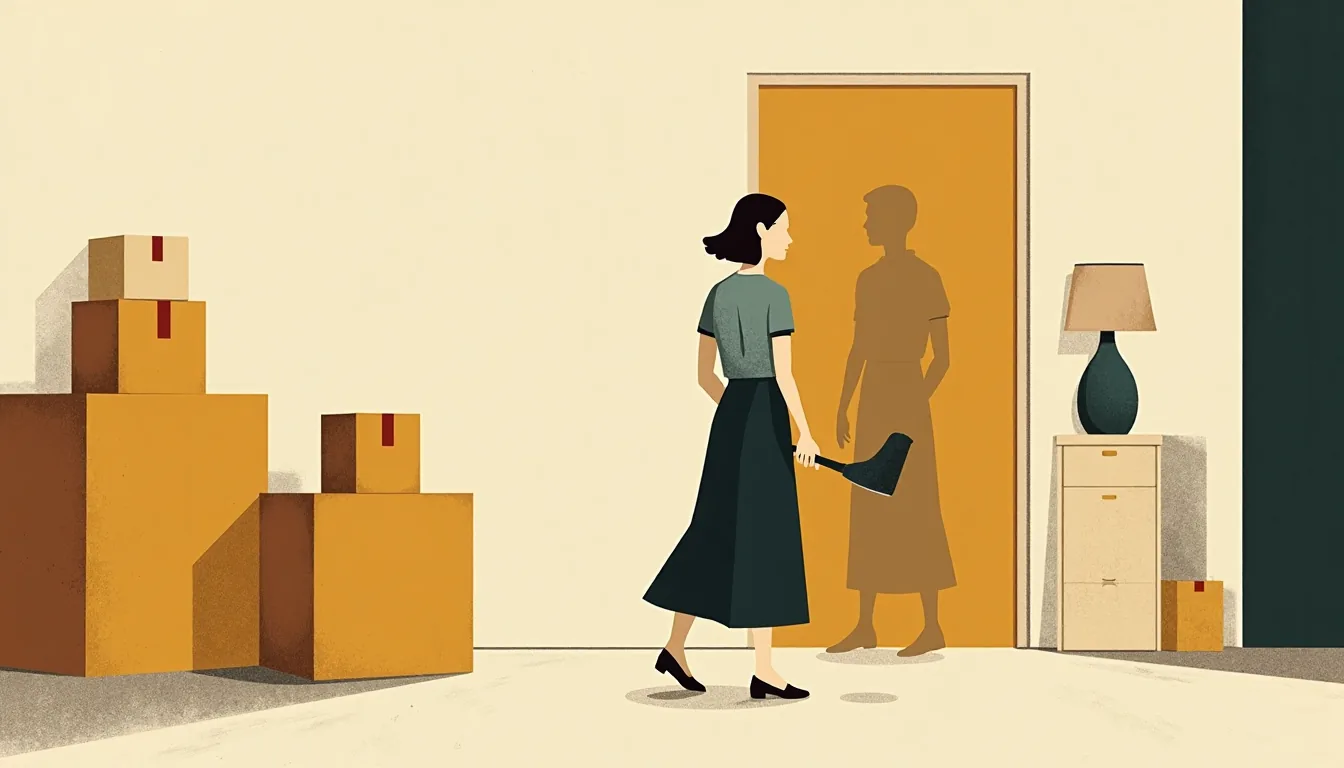 A moving day: stacked boxes