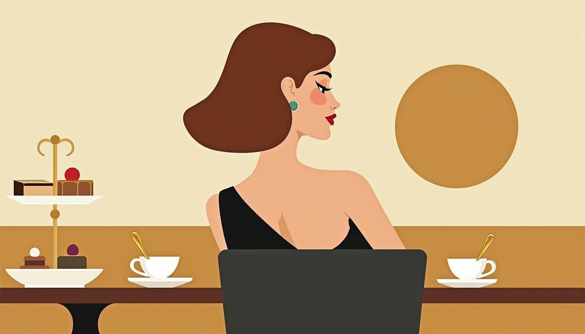 Portrait pensif d'une femme russe à sa fenêtre, illustration mid-century