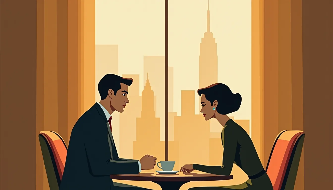 Illustration mid-century des styles d'attachement amoureux