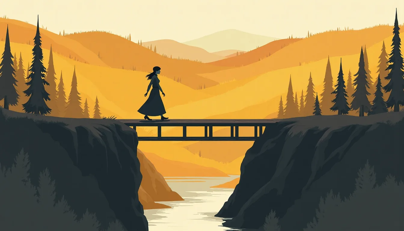 A wooden footbridge over a gorge