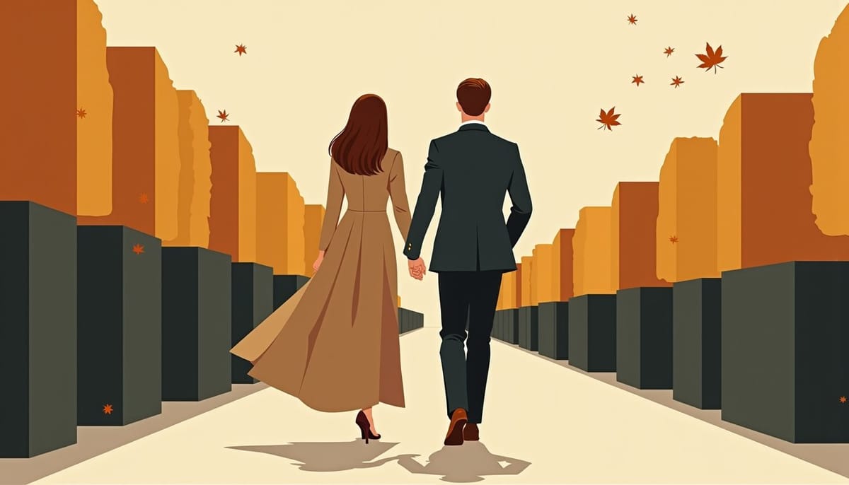 Eastern European woman placing character above looks, mid-century illustration