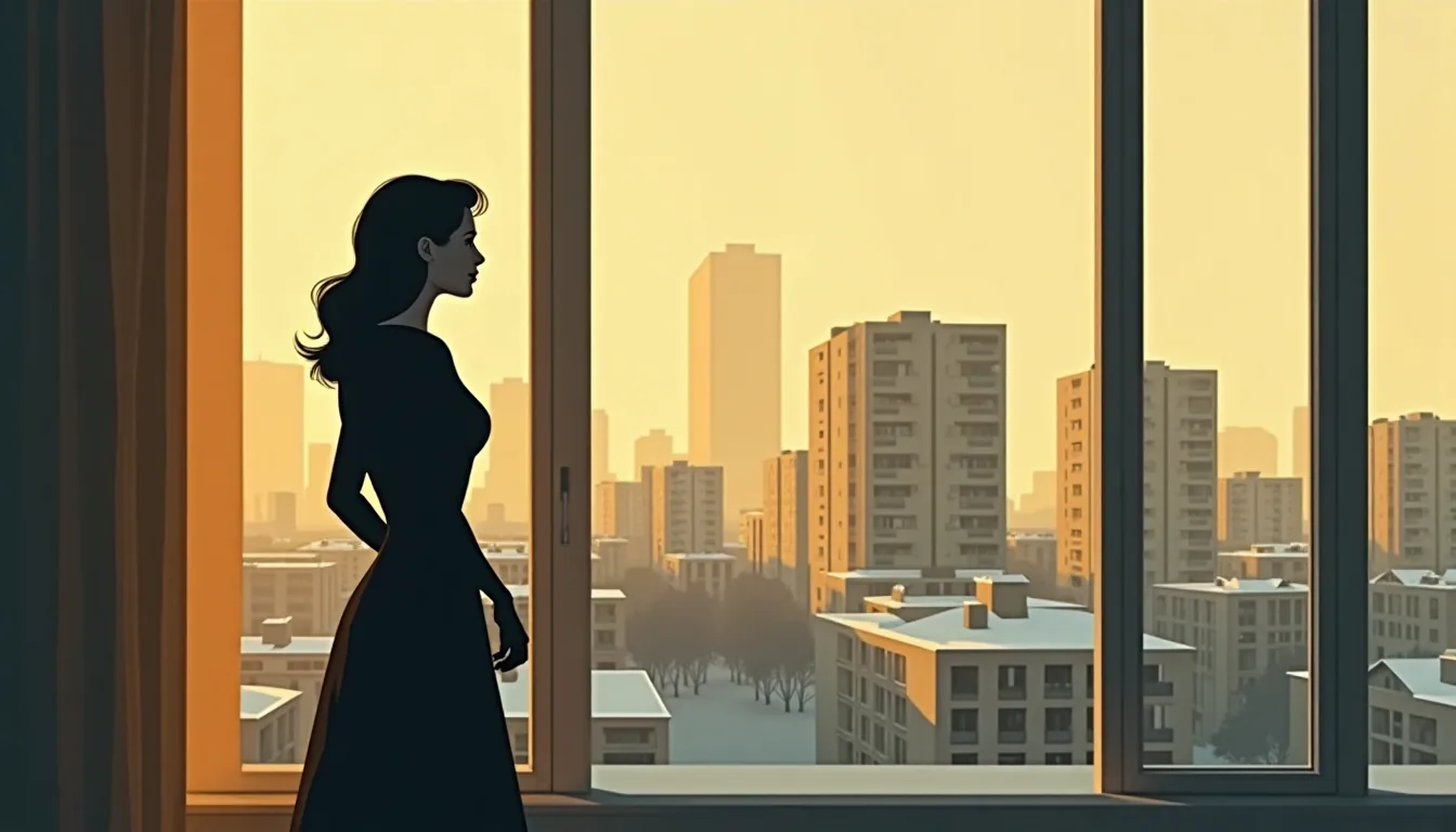 Silhouette d’une femme devant Moscou au crépuscule, ville d’implantation principale de l’agence Valentin depuis 2022