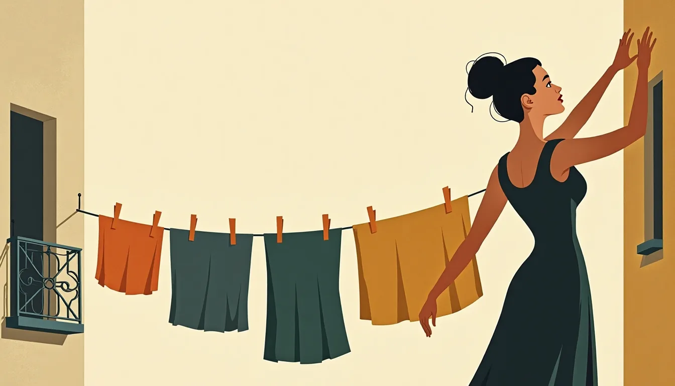 Laundry drying on a balcony line