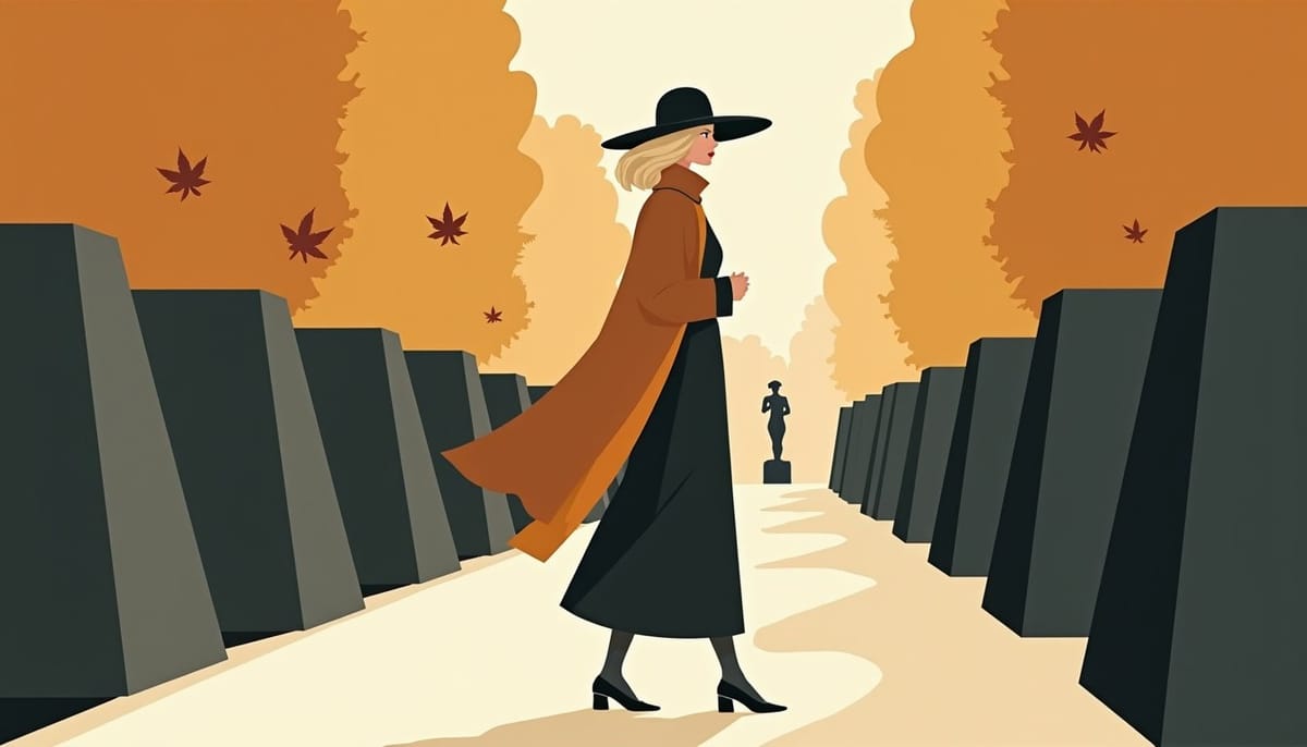 Femme slave blonde en chapeau et écharpe souriant dans un cadre d'automne
