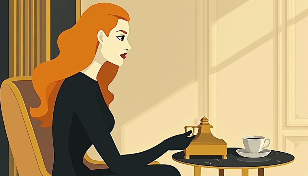 Femme au smartphone qui réfléchit à une publication