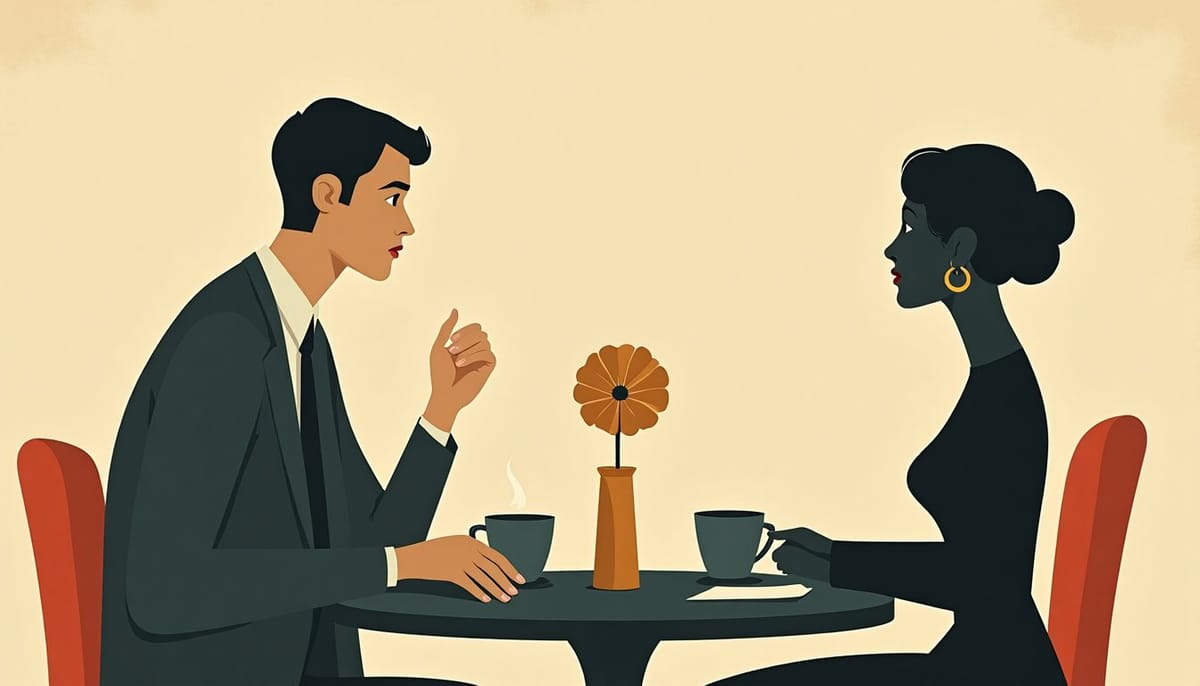 Deux tasses et une carte vierge sur une table de café vue de dessus