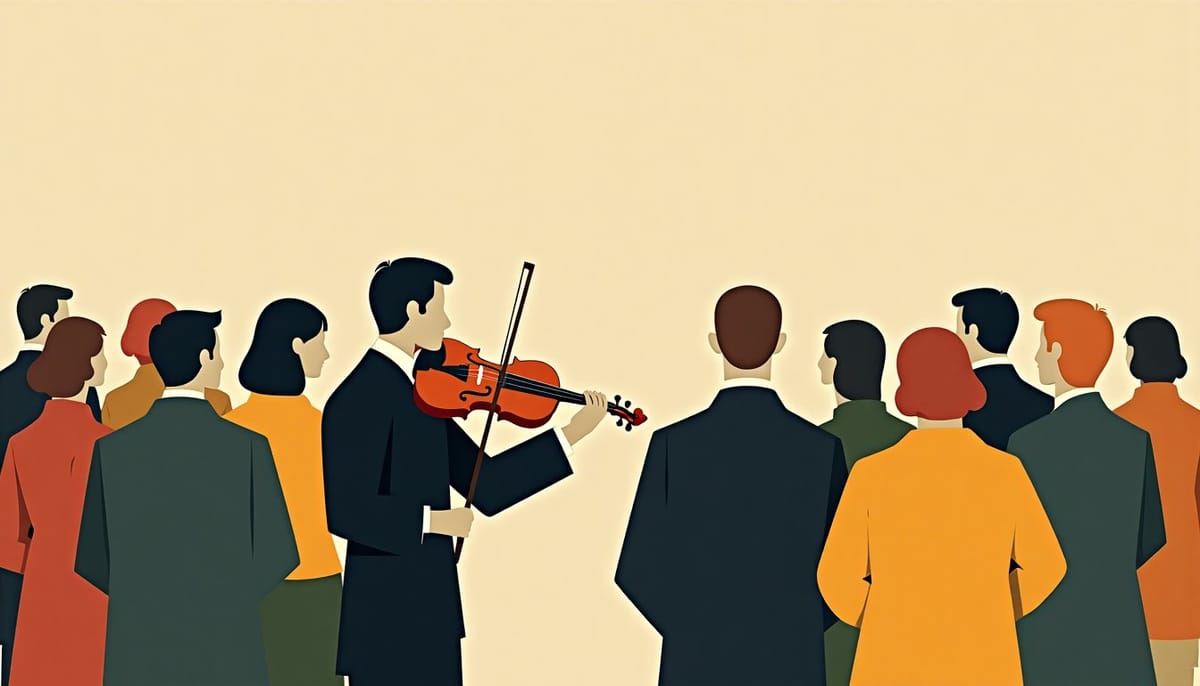 A street musician with a violin