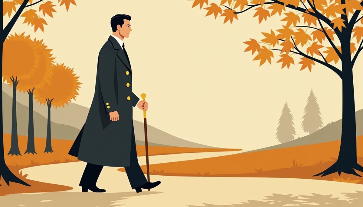 Couple complice échangeant un premier message en ligne, illustration mid-century