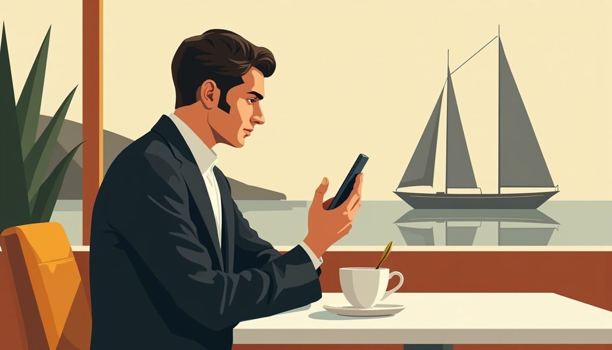Homme pensif tenant un smartphone