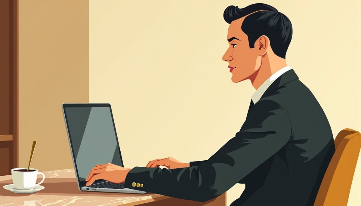 Composed man following the four-step protocol to handle sudden distance