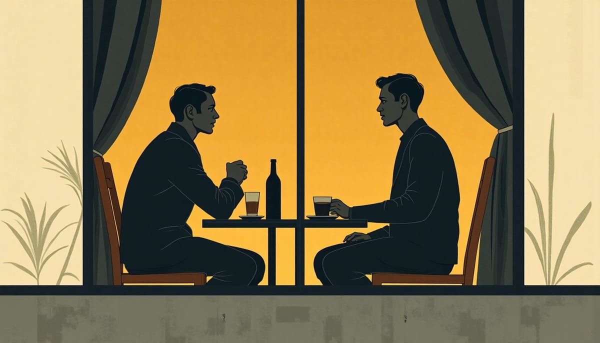 An all-night café window