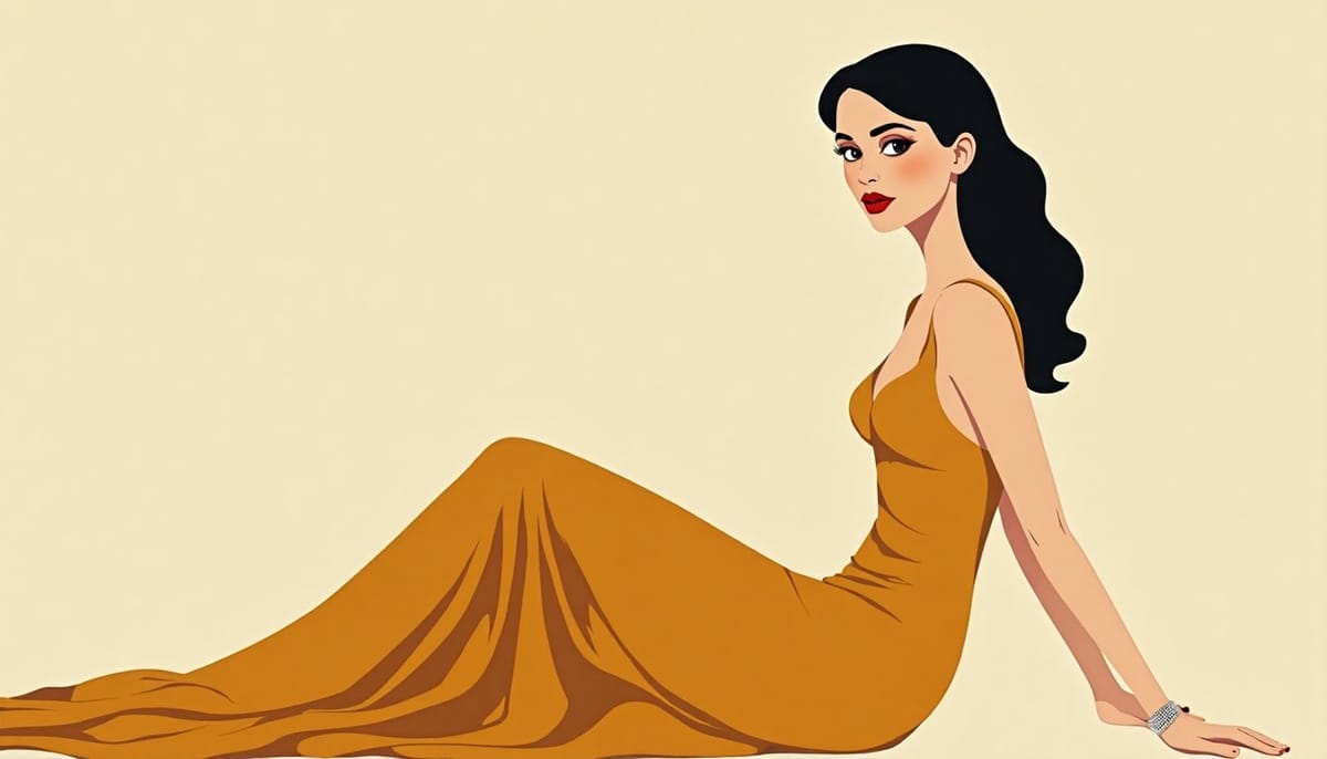 Femme slave élégante au portrait naturel et sincère, illustration mid-century