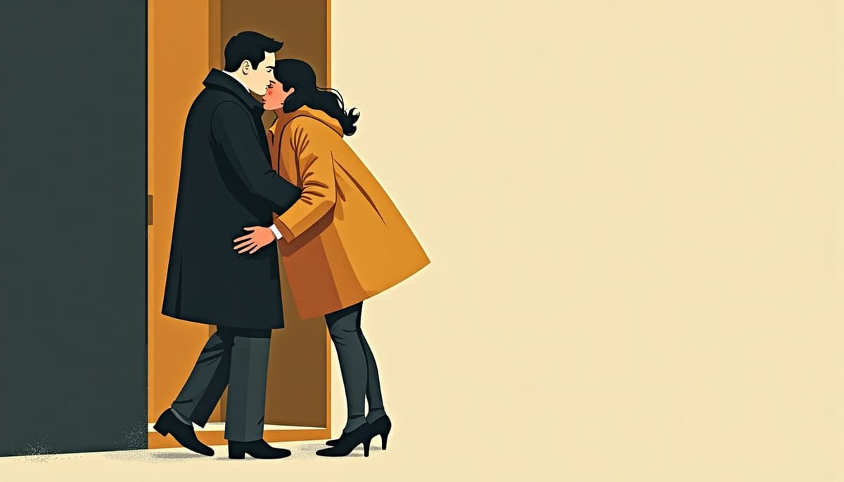 A farewell at a doorstep