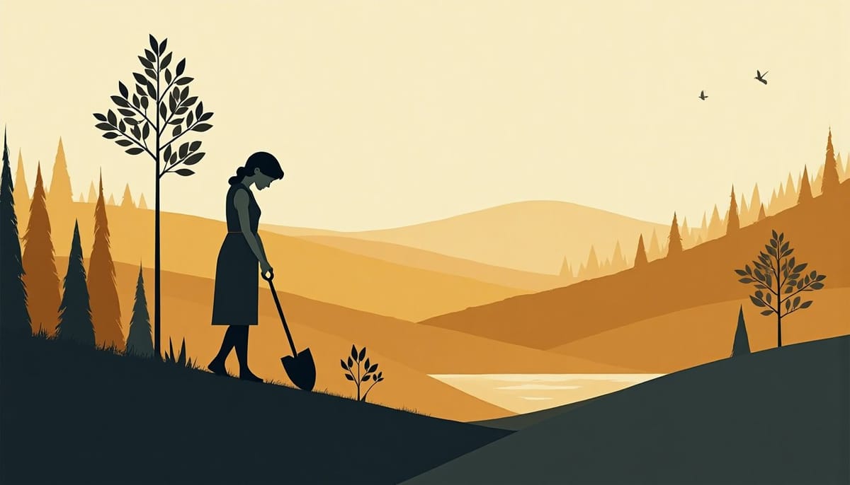 A woman planting a young tree
