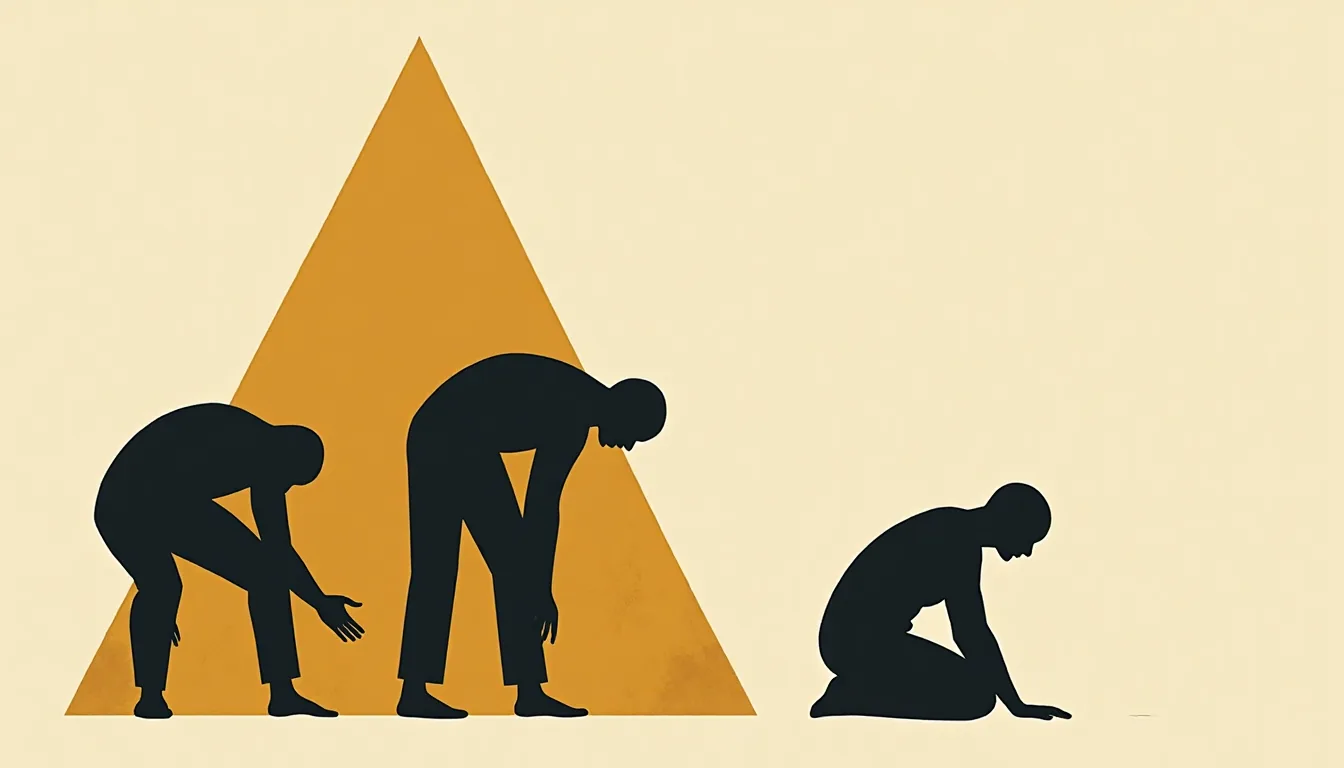 Mid-century illustration of three figures forming a relational triangle