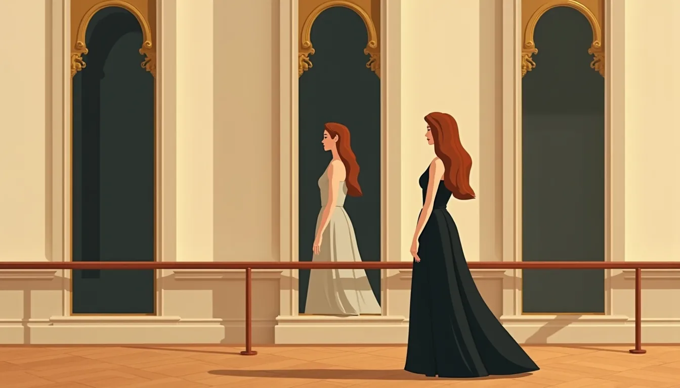 Danseuse en arabesque sur le parquet d'une salle de répétition