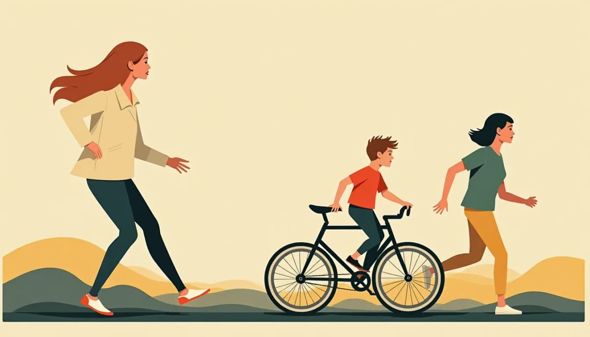 A child learning to ride a bicycle