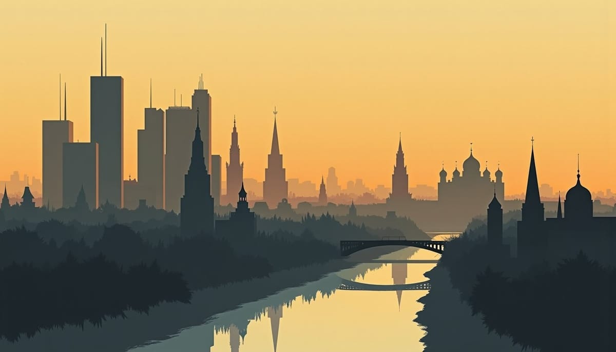Vue aérienne de Moscou au crépuscule