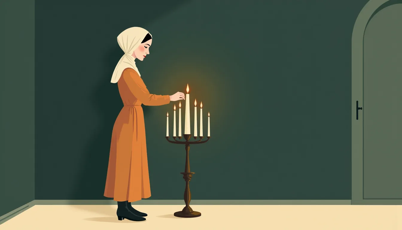 Femme allumant un cierge dans une église orthodoxe