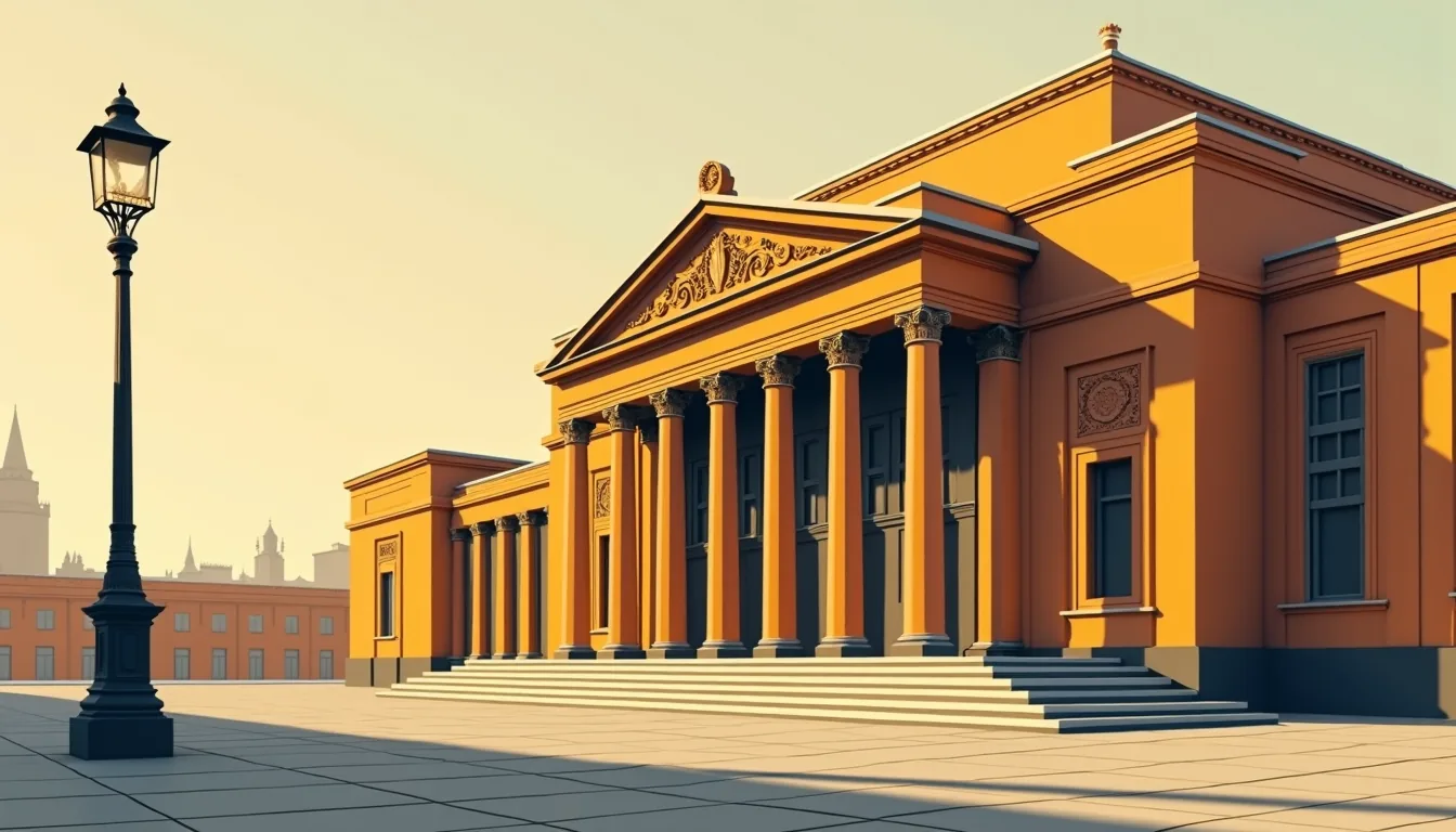 Façade du théâtre Bolchoï à Moscou en fin d'après-midi