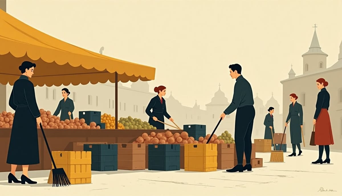 A market at closing time