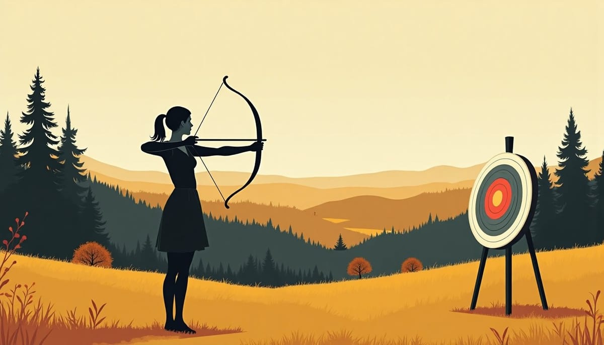 An archery target on a lawn