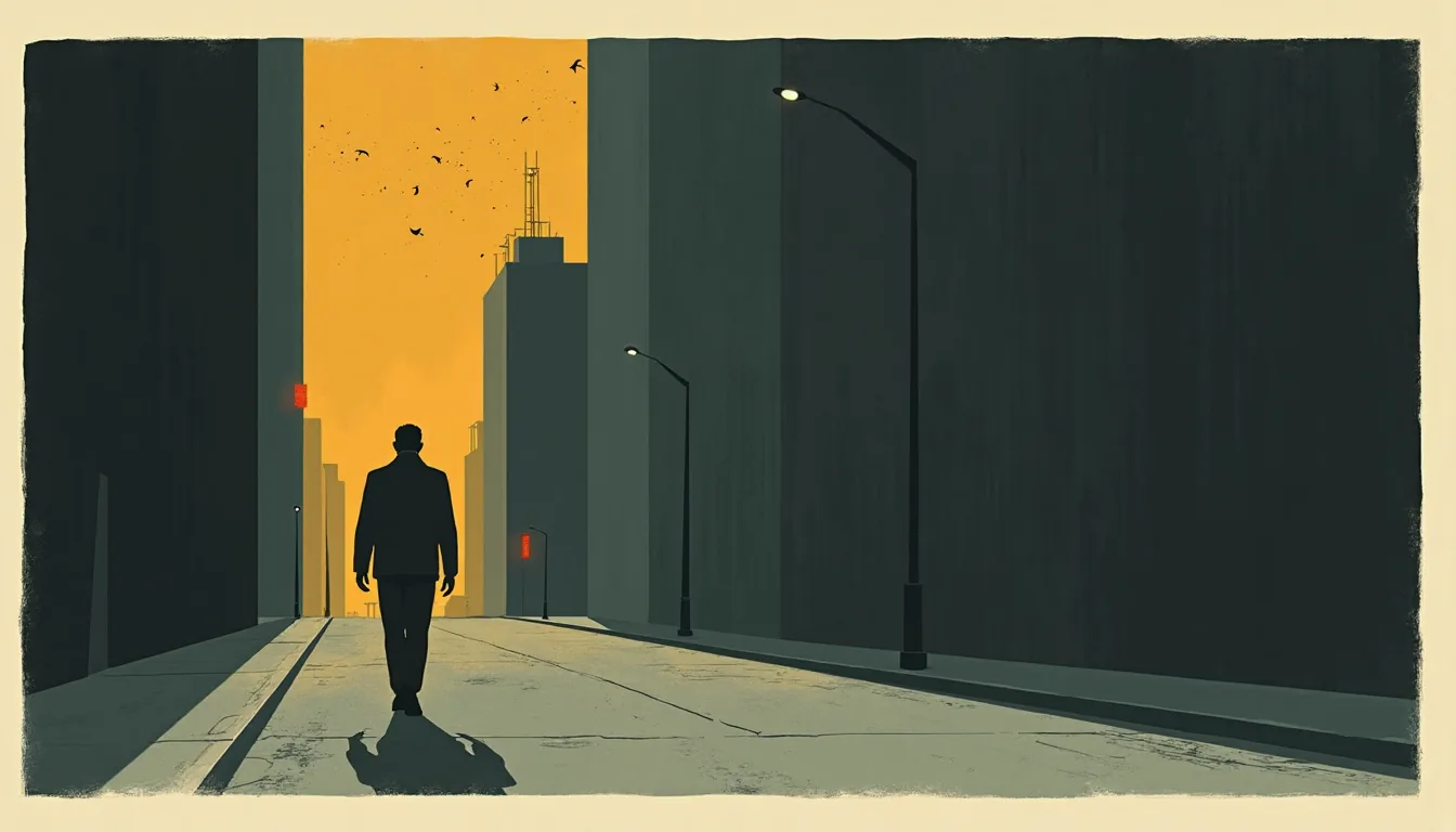 Silhouette seule dans une rue déserte la nuit
