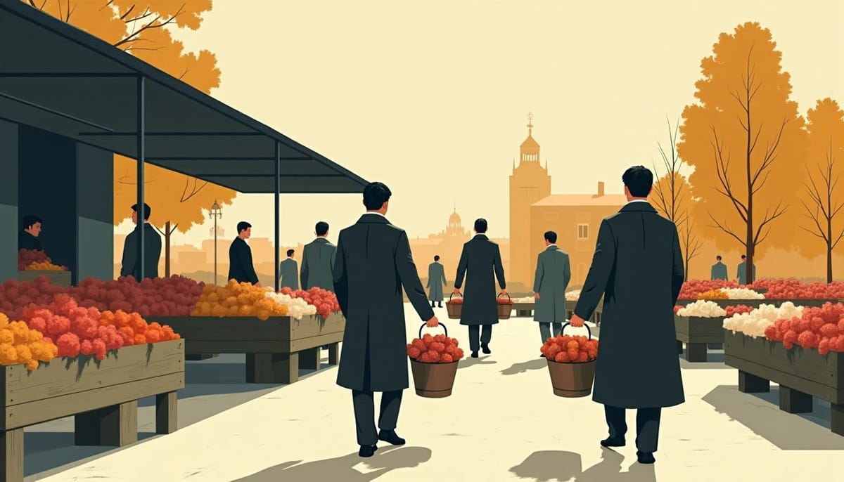 A flower market at opening time