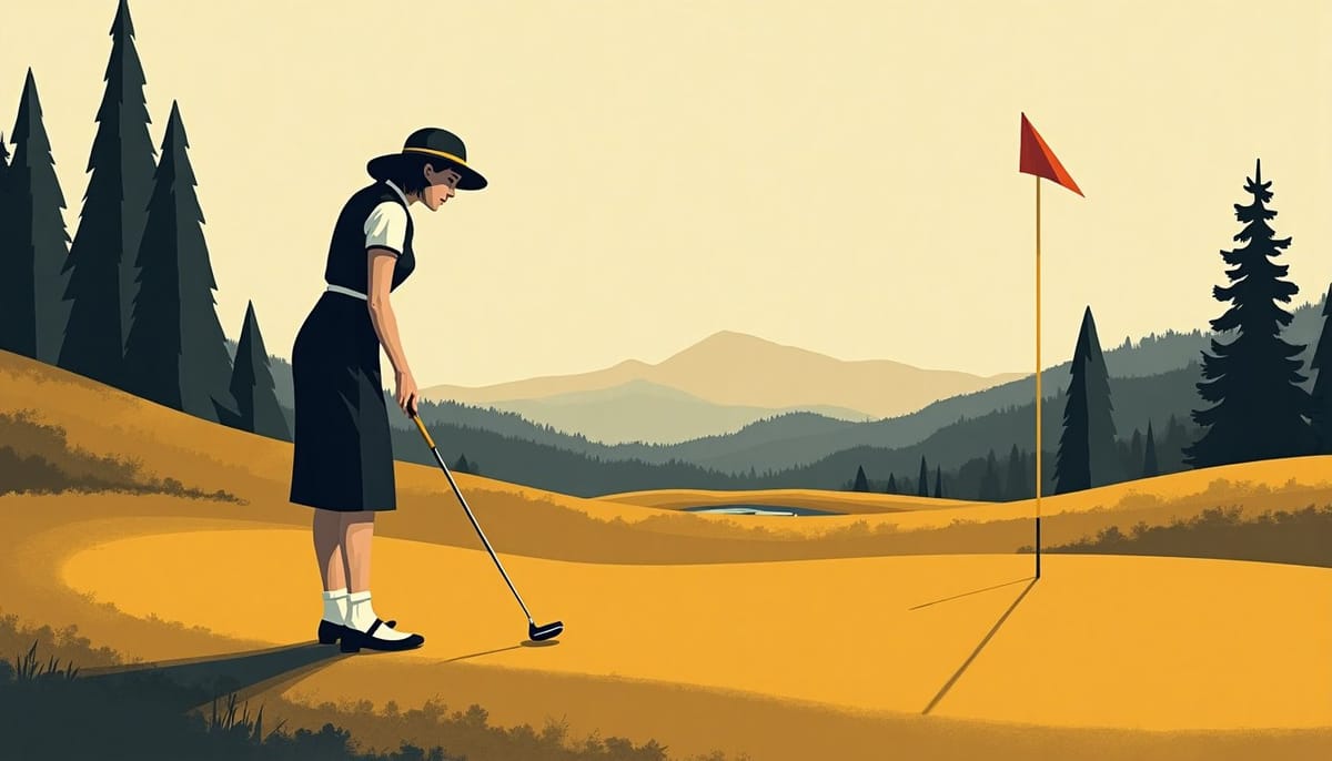 A woman putting on an open golf course