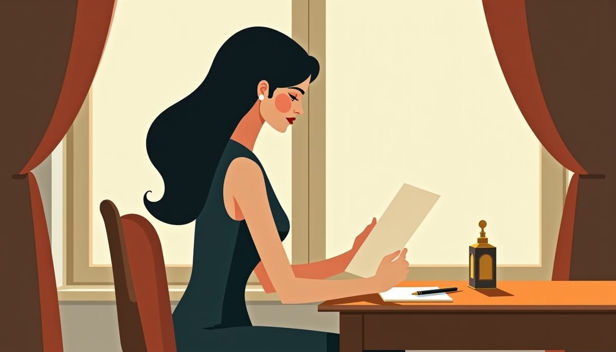 couple separated by the expectations gap at 45-55, mid-century illustration