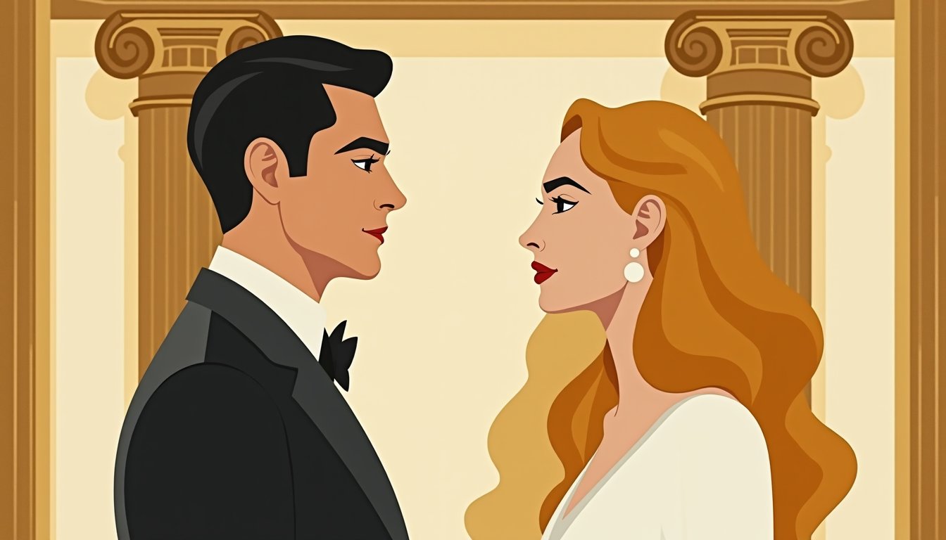 elegant Slavic woman portrait mid-century illustration - Meeting and Marrying a Russian Woman