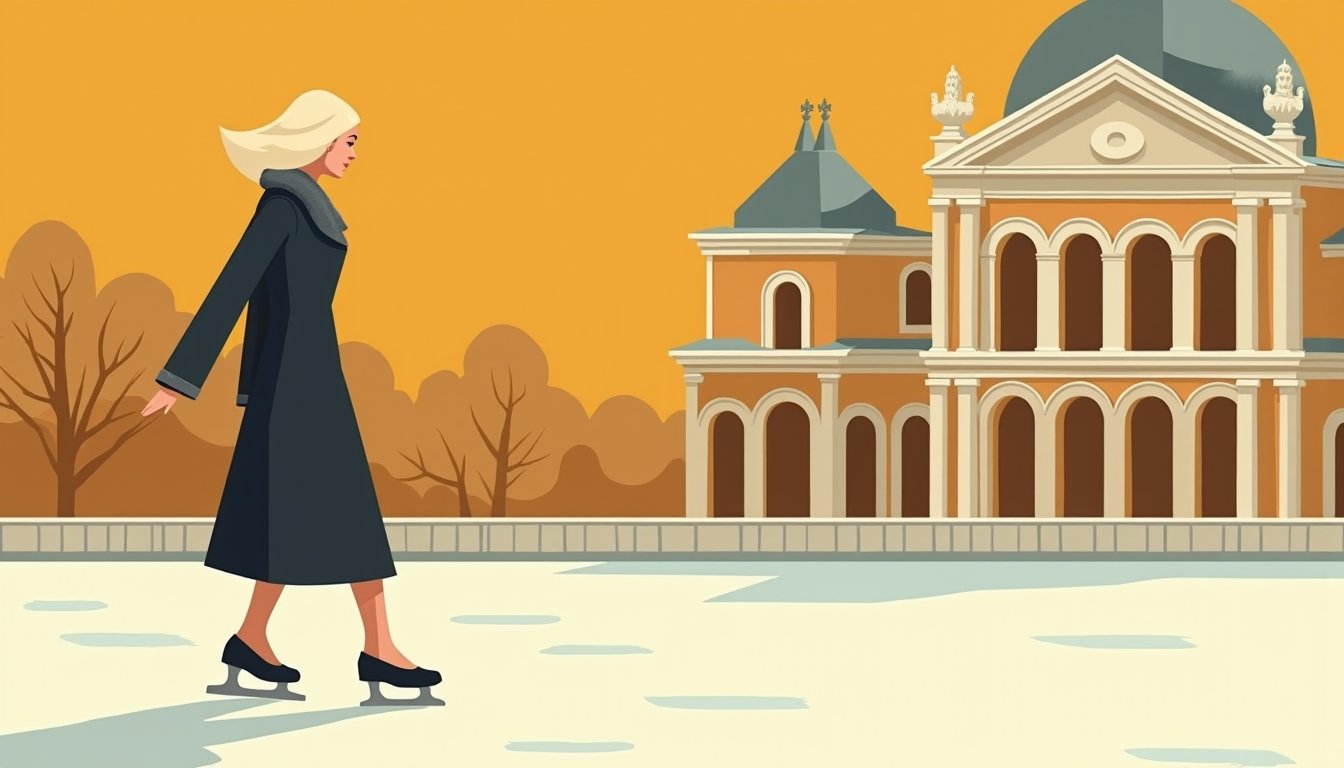 Paysage russe et stabilité des couples selon l'écart d'âge, illustration mid-century