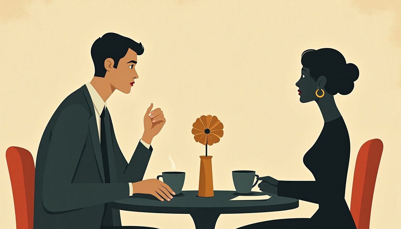 Deux tasses et une carte vierge sur une table de café vue de dessus