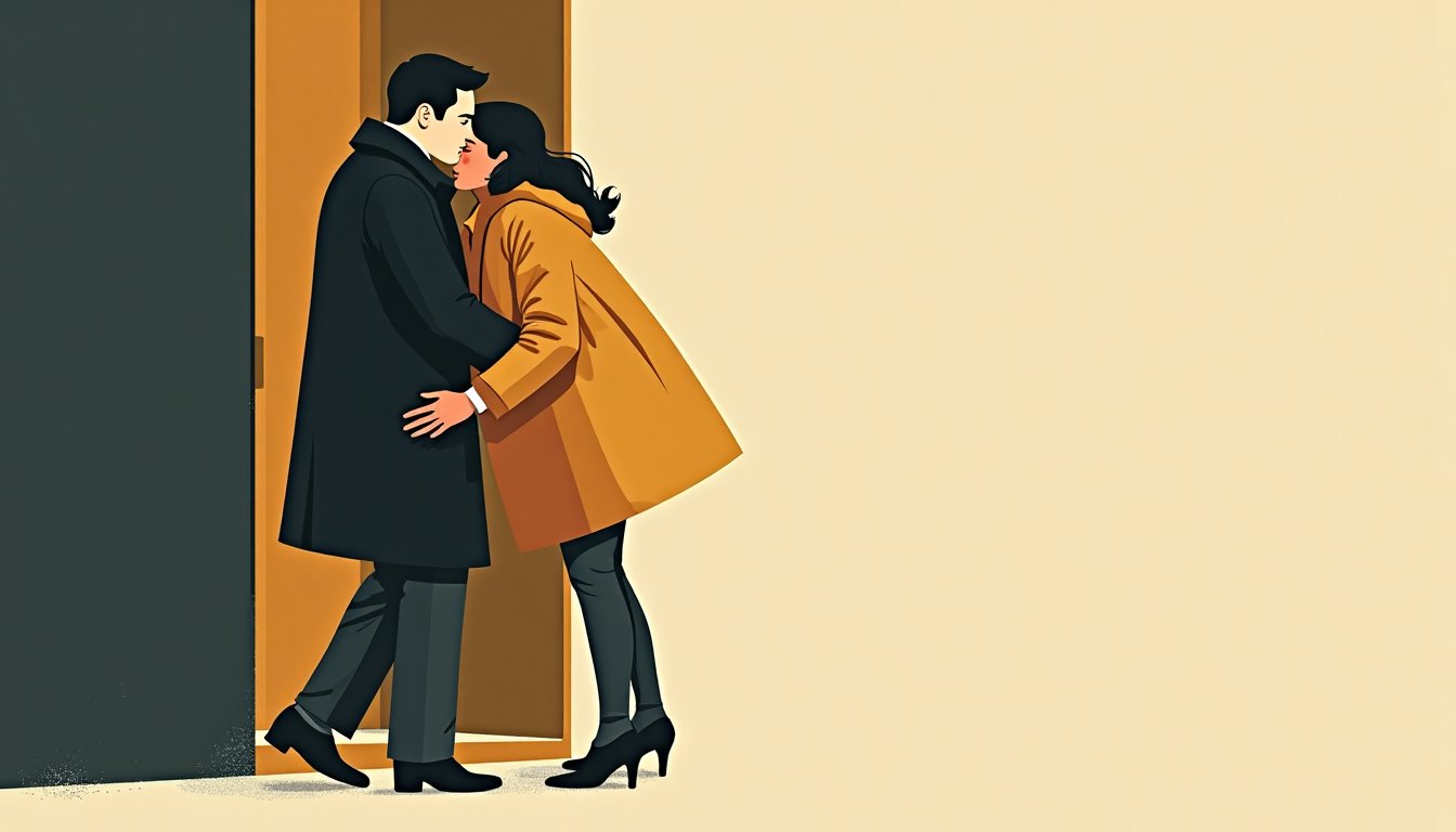 A farewell at a doorstep