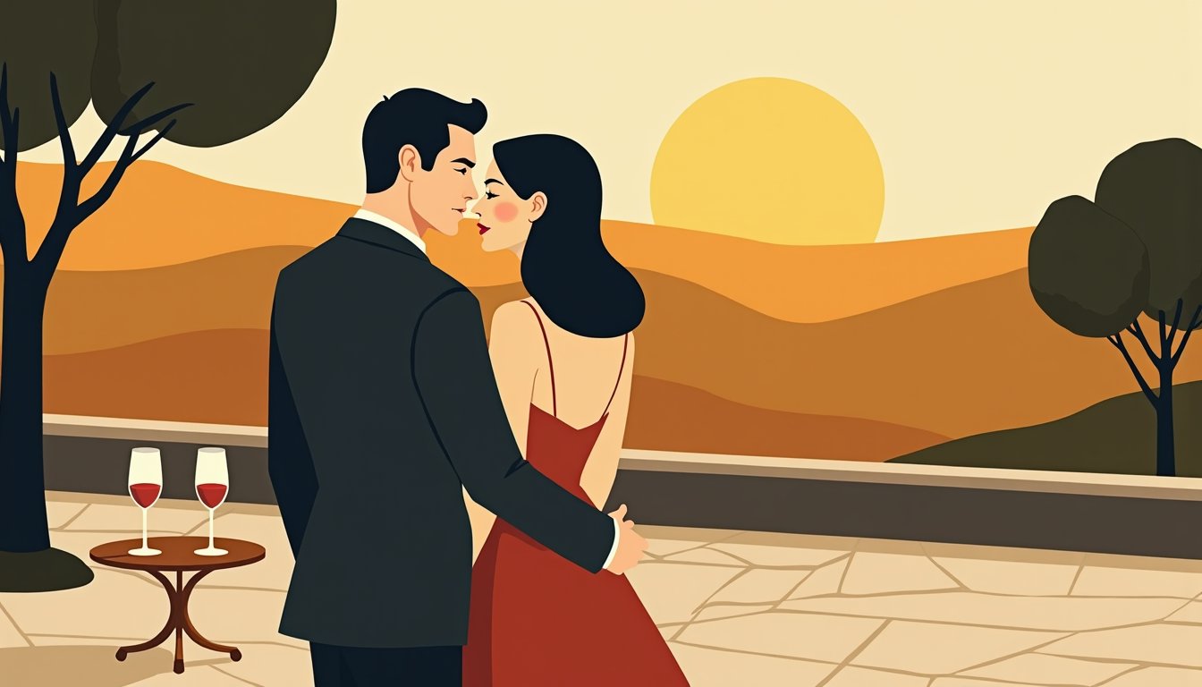 romantic couple mid-century illustration - International Couples: 5 Real Stories, 5 Different Journeys