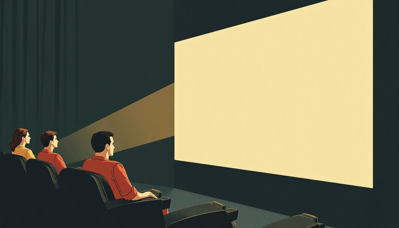 Cabine de projection, faisceau traversant l'obscurité