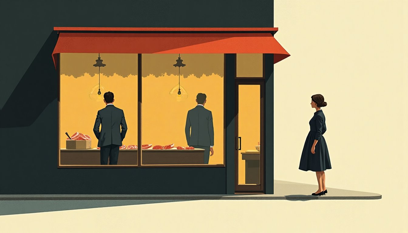 A butcher's window seen from the street